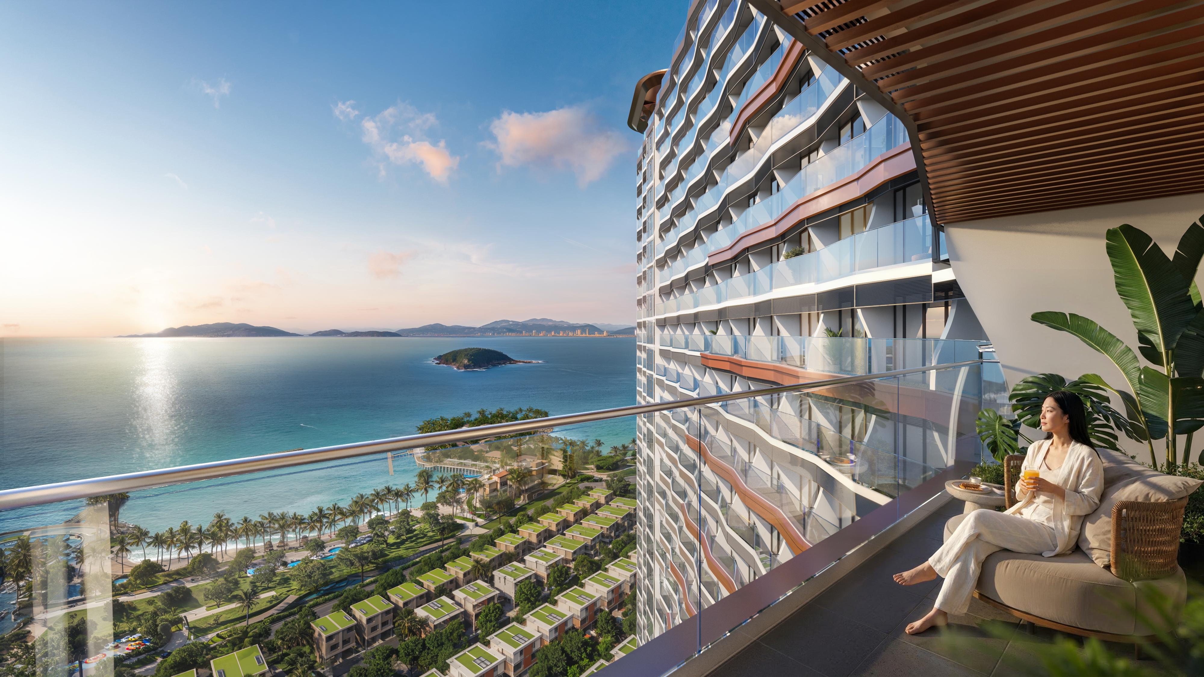 Phối cảnh tầm nhìn từ ban công Alora Nha Trang